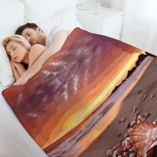 Couverture polaire coucher de soleil pour cocooning sur canapé 127x178 - 7