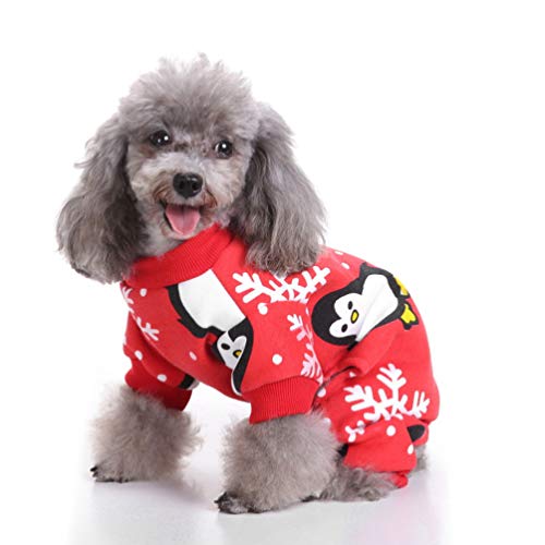 POPETPOP Dog Pajamas Pet Clothes Cat Onesie Dog Onesie Jumpsuits Pet Christmas Costume - Size, Red