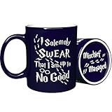 NM NEXTMUG Engraved Ceramic Coffee Mug - I Solemnly Swear That I Am Up to No Good Bottom With Mischief managed - Inspirational and Sarcasm Mothers Fathers Day Gift