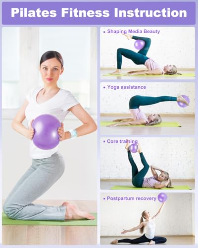 Image of 9 Inch Pilates Ball Small Exercise Ball, Workout Ball for Barre, Pilates, Yoga, Stability, Workout, Balance, Fitness at Gym Home Office
