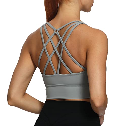 Aoxjox Sports Bras For Women High Impact Fitness Running Training Rebellion Yoga Crop Tank Workout Tops (Grey, Small) #TOP1