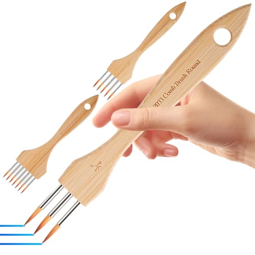 Pincel De Rastrillo para - 17,5 18 19 Herramienta De Textura De 3 Piezas, Juego De De Peine De De Lana De Nylon Profesional, Técnicas De Pintura Detalladas | Tela De LON