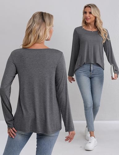 FEQO 3 Pack Women's Long Sleeve Shirts Long Sleeve Tops Loose Fit Casual Fall Tops Scoop Neck Shirts3