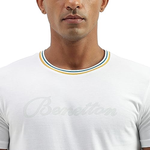 Image of UNITED COLORS OF BENETTON Men's Cotton Solid Regular Fit T-Shirt