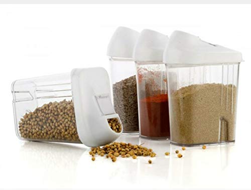 Image of Easy Flow Plastic Kitchen Storage Jars & Container Set, Kitchen Containers for Storage Lid Food Rice Pasta Pulses Container Transparent 1500 ML Set of 2, Multi Color
