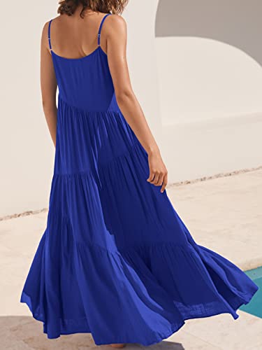 Image of ANRABESS Women Summer Casual Loose Sleeveless Sundress Spaghetti Strap Flowy Boho Linen Beach Vacation Maxi Long Dress