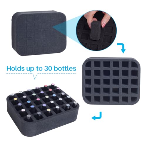 Image of 2 Pack Nail Polish Organizer Holder Foam Pad with Slots for Storage 60 Bottles (15ml /0.5fl.oz) Nail Polish or Essential Oil Tray for Drawers Black