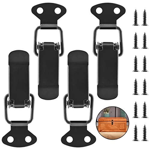 LifCratms Lot de 4 loquets à bascule noirs à ressort, mini loquets à bascule pour boîte en bois, armoire, étui, coffre