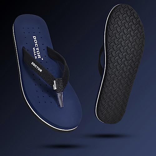 Image of Doctor Walk Orthopaedic Flip Flops, Black, Cushioned Footbed with Anti-Slip Sole Slipper for Women's
