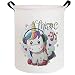 ESSME Large Storage Bin,Canvas Fabric Storage Baskets with Handles,Collaspible Laundry Hamper for Household,Gift Baskets,Toy Organizer(Cartoon Unicorn)