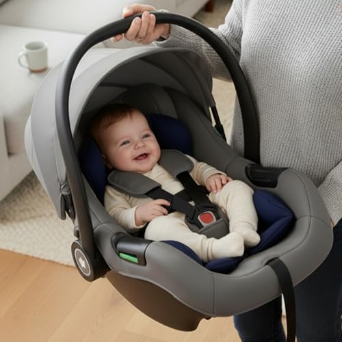 Image of StarAndDaisy 2-in-1 Carry Cot for Newborn Baby /car seat with Adjustable Handle, 3-Point Safety Belt & Removable Canopy /Portable Baby Cot /Baby /Infant, Toddler Car Seat for 0-2 Years - Blue