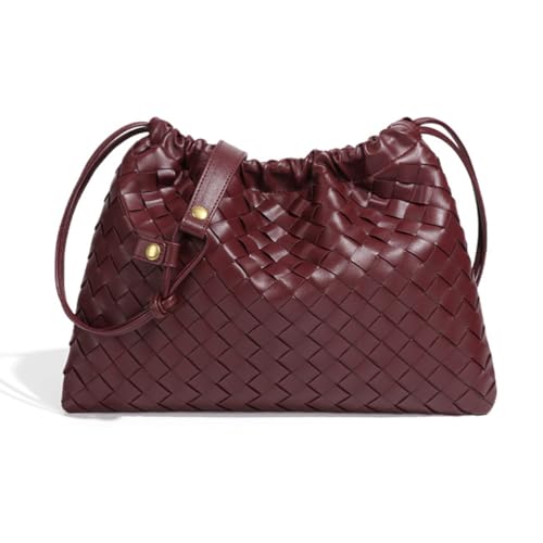 Woven Large Crossbody Bags for Women Trendy Soft Leather Shoulder Tote Purses