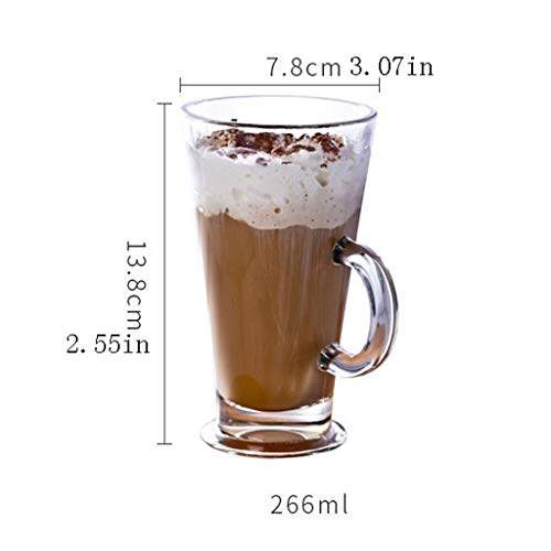 Vasos de cristal con asa de 2 piezas para café capuchino y latte 3