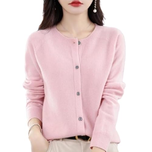 Cashmere Cardigans for Women, Crochet Sweaters for Women (Light Pink,Medium)