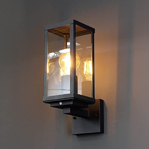 sanlumia Photocell Dusk to Dawn Outdoor Wall Security Lantern Light, Black Die-cast Aluminum Sturdy Glass, IP44 Weatherproof - Image 2
