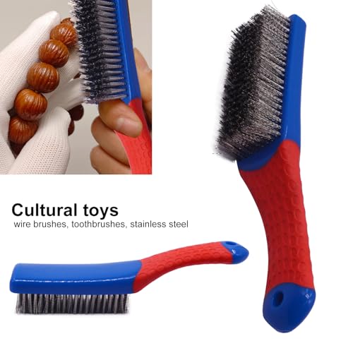 Image of RUIAN 2 Pack Wire Brush, Stainless Steel Scrub Brush with Rubber Covered Handle for Metal Surface Cleaning.