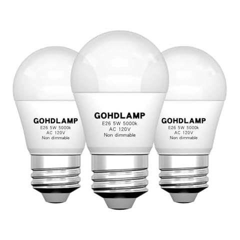 GOHDLAMP LED Refrigerator Light Bulb 5W 50Watt Equivalent,Waterproof Replacement for Frigidaire,120V E26 A15 Freezer Light Bulbs Daylight White 5000K 500 Lumen,Non-dimmable, 3 Packs Cover