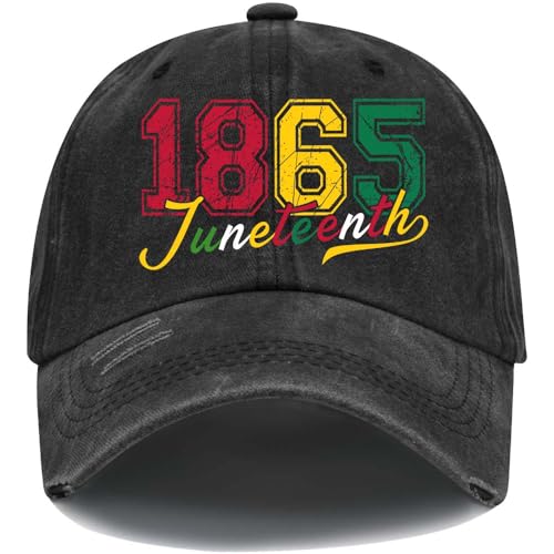 Funny Juneteenth Hat Unisex Vintage Juneteenth 1865 Graphic Baseball Caps Black