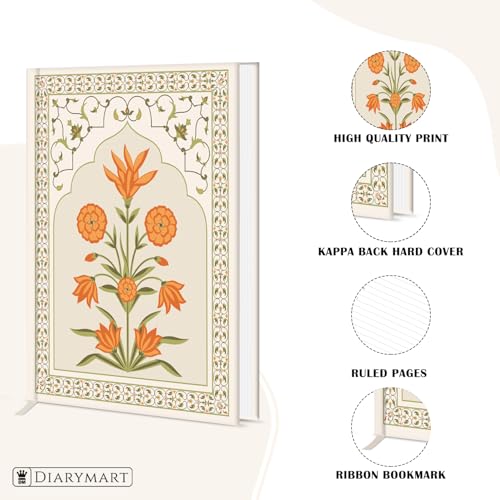 Image of Hard Bound Notebook for Girls & Women | A5 Ruled Journal | 192 Pages | 80 GSM Premium Paper | Designer Laminated Cover | Ribbon Bookmark | Notebook for School, College, Office, Journaling & Note Taking (DM4013)