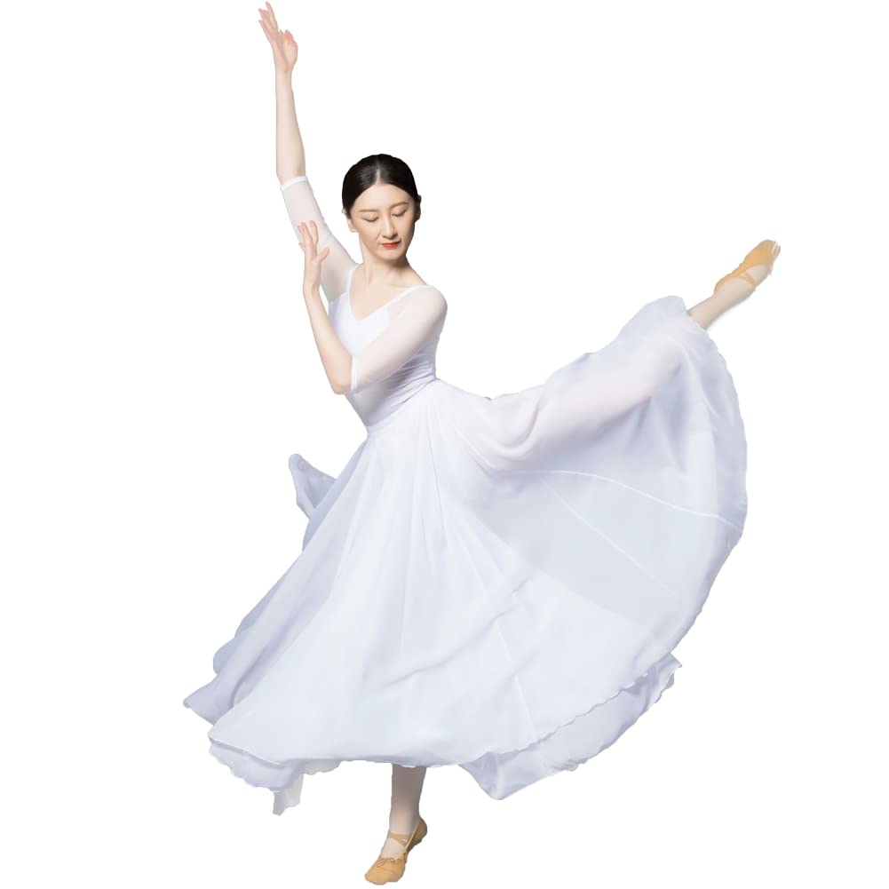 ROYAL SMEELA Vestito Danza Classica Donna Abito da Ballo Contemporaneo Abiti Ballo Moderno Abito Ballo lirico Costume Danza Moderna Adulto Gonna Gradi 720+Body Classica Costume Danza contemporanea