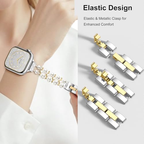 SOLOLUP Pearl Beaded Bracelet Compatible with Apple Watch Bands for Women by SOLOLUP - Used condition - Image 4