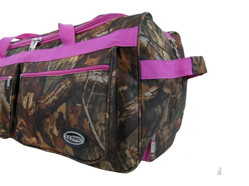 Large 30 Itch"E-Z Roll" Real Tree Hunting Rolling Duffel Bag/Printed Camouflage Wheel Bag(Pink Trim) #TOP5