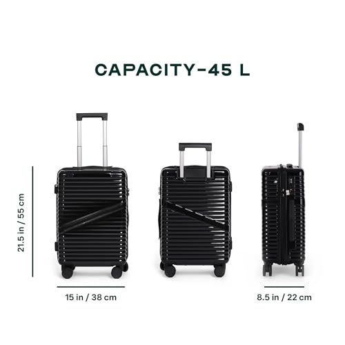 Image of Assembly 20-Inch Trolley Bag Small with 8 Wheels & TSA Lock, Modern Design Polycarbonate Hard Shell Carry On Cabin Luggage for Business Travel, Black