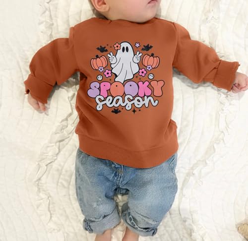 DUTUT Toddler Baby Halloween Sweatshirts Spooky Season Sweatshirt Ghost Face Crewneck Long Sleeve Shirt Cute Pullover Top4