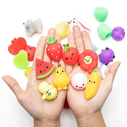 Mallmall6 30Pcs Mochi Squeeze Toys For Kids Party Decorations Favors Stress Relief Birthday Gift Treat Goodie Bags Random Fruit And Animals Shape Kawaii Mini Toys Classroom Prize For Boys Girls #TOP3