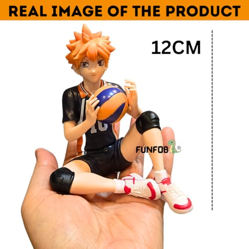 Image of FUNFOB Haikyuu Shoyo Hinata Action Figure Height -12cm Collectible Anime Figures PVC Multicolour | Haikyuu Shoyo Big Ball Sitting