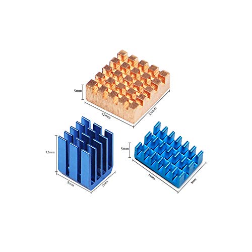 PiBOX India for Raspberry Pi 4 Heatsink, 3 Pieces for Raspberry Pi Aluminum Heatsinks with Thermal Conductive Adhesive Tape for Raspberry Pi 4B Model B - 3 Pieces