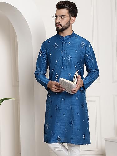 Image of SOJANYA (Since 1958 Men's Silk Blend Designer Long Kurta