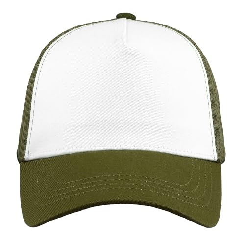 Image of Falari 5-Panel Mesh Baseball Cap, Trucker Hat, Structured Plain Design, Cotton, Adjustable Size