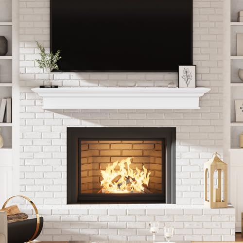 Eshoma Fireplace Mantel - 60 Inch Floating Shelf for Over Fireplace - Wood Mantel with Invisible...