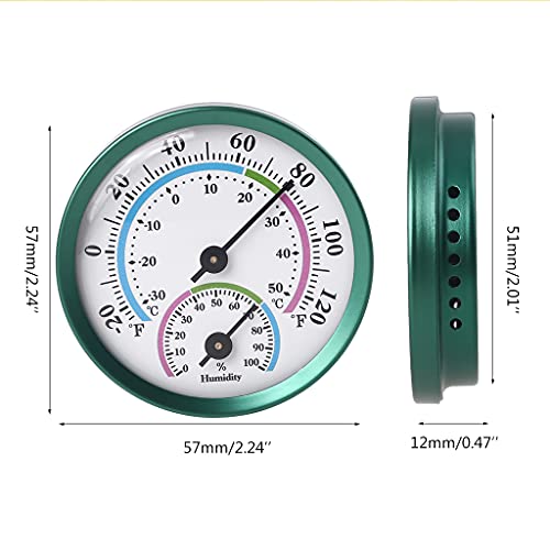 Analog Thermometer Hygrometer, Round 2" Indoor Thermometer With Humidity, Mini Mechanical Indoor Outdoor Thermometer And Hygrometer Monitor Gauge Meter For Home #TOP1
