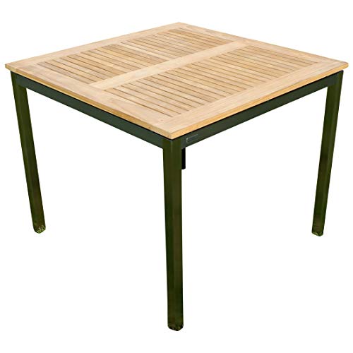 AS-S ASS Edelstahl Teak Gartentisch 90x90 cm Holztisch Esstisch Tisch Massive Ausführung A-Grade Teakholz Modell: Kuba