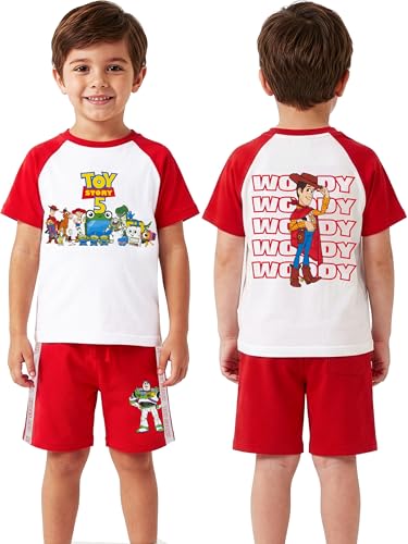 Disney Toy Story Shorts Jungen Und T Shirt Set Rotes Sommer Set Mit Woody Und Buzz Lightyear Für Jungen Rot 128