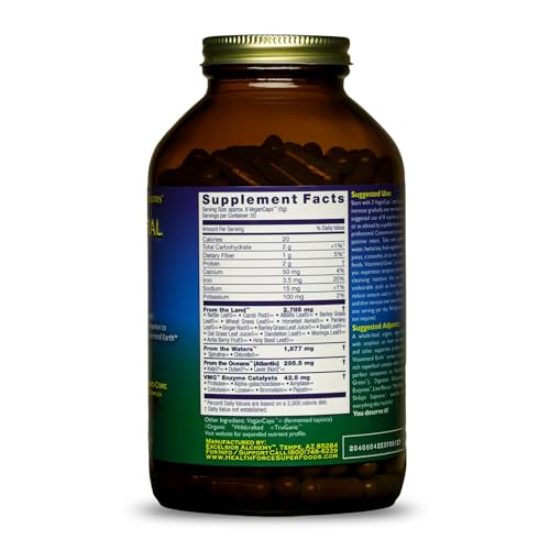 HealthForce SuperFoods Vitamineral Green - Mineral Supplement for Immune & Thyroid Support - Green Powder Supplement with Ingredients from The Land - Gluten-Free & Vegan - 400 Capsules (Pack of 3)
