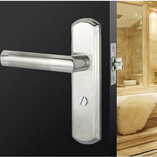 Poignée porte intérieure chambre acier inoxydable avec serrure sécurité silencieuse - 6