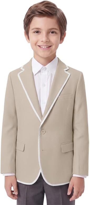 Boys Linen Blazer Casual Suit Lightweight Jacket Formal School Sport Coat Graudation Outfits