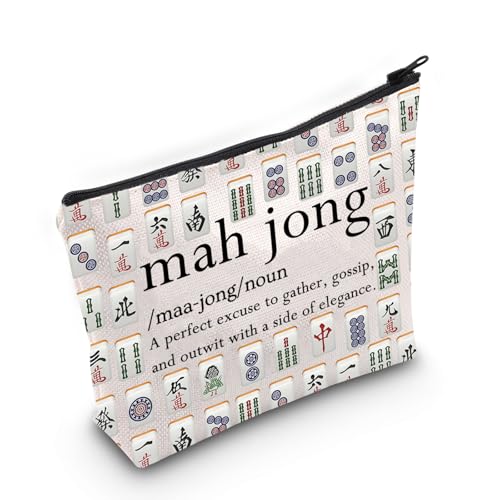 PLITI Mahjong Gifts Funny Mahjong Player Gifts Mahjong Lover Bag Mahjong Board Game Fan Gift Mahjong Definition Makeup Bag (Mahjong Noun Bag), cosmetic bag-1