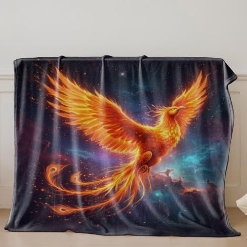 Couverture flanelle Phoenix Cosmic Fantasy, cadeau idéal lit - 4