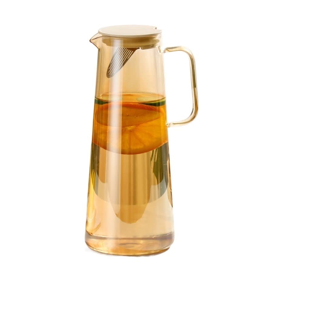 Pichets À Boissons, Pichets À Eau en Verre, Pichets Ménagers, Grands Récipients À Boissons, Théières D'Été, Adaptés Au Thé, Aux Boissons, Au Lait, Aux Jus De Fruits, À La Limo.B-1.8 litres