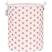Drużyna morska 40 cm duża wodoodporna powłoka ramie tkanina bawełniana składany kosz na pranie wiadro cylindryczny konopny płótno kosz do przechowywania ze stylowym wzorem w różową kropki