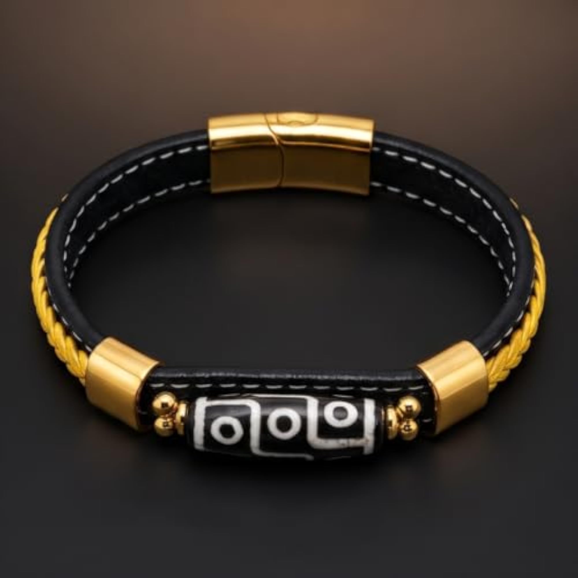 GUARDIAN DZI Genuine Leather Bracelet with Magnetic Buckle, Stylish Gift