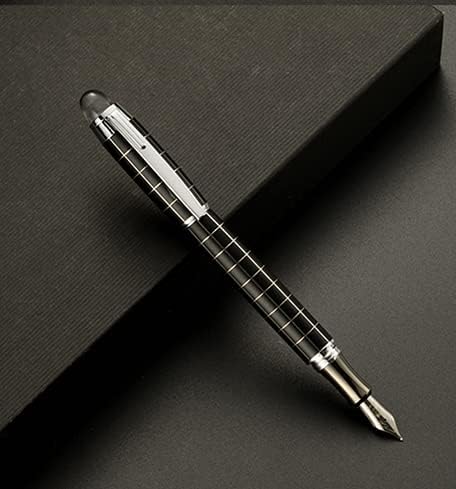 Penne stilografiche punta fine da 0,5 mm metallo, pennino di Iraurita per una scrittura precisa ed elegante, corpo metallico e cappuccio con chiusura a girocollo,confezione regalo (nero stampato)