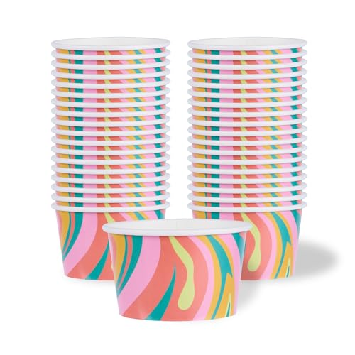 Image of Coppetta 8 Ounce Dessert Cups, 200 Greaseproof Ice Cream Cups - Lids Sold Separately, For Hot And Cold Foods, Psychedelic Sunrise Paper Yogurt Bowls, Disposable, Sturdy - Restaurantware