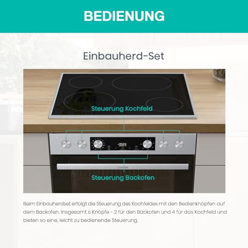 Gorenje Einbauherd-Set Heißluft Inox Set 4 mit Glaskeramik-Kochfeld / 77 Liter / ExtraSteam / GentleClose & Open / EcoClean / AirFry / PizzaMode / PerfectGrill / Teleskopauszüge / Inox-Look