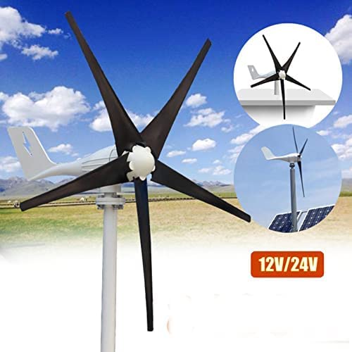 Negro 5000W Generador Eólico Horizontal 5 Palas 12/24/48V Generador de Aerogeneradores Molino de Viento Turbinas de energía Carga con Controlador,48v