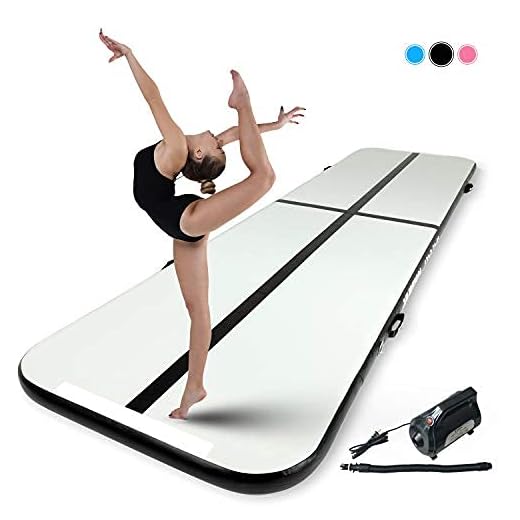 Murtisol 16ft Inflatable Gymnastics Training Mats Tumbling Mats 4 Inch Thickness for Home Use/Cheerleading/Training/Yoga/Water W/ Electric Pump, Black